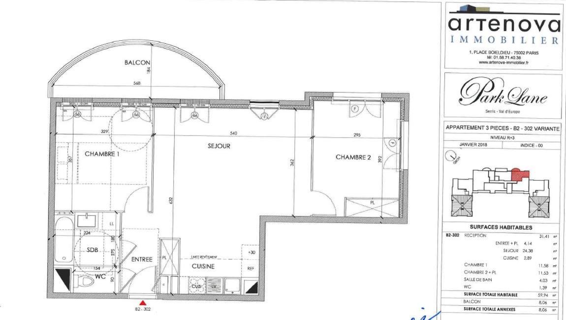 3 Room Flat In Parklane - 1,5Km Disney Serris Eksteriør billede